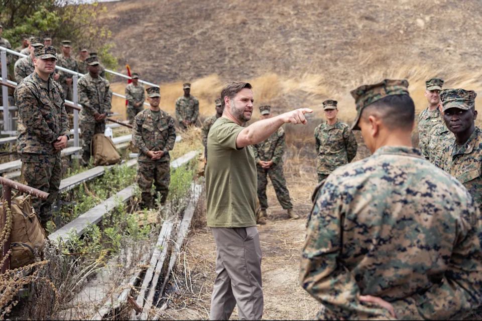 Marines with Headquarters and Support Battalion,
Camp Pendleton, hiked with the Vice President of the United States, the Honorable JD Vance, at MCB Camp Pendleton, California, July 11, 2025 (PHOTO: U.S. Marines)