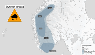 Advarer om svært kraftig styrtregn