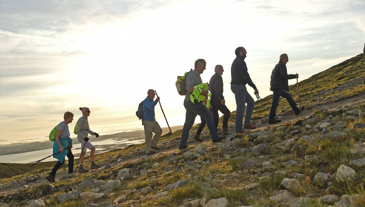 Early morning pilgrims making their way up Croagh Patrick, Ireland's 'Holy Mountain', for the annual pilgrimage which traditionally takes place every year on the last sunday in July. Picture: Conor McKeown