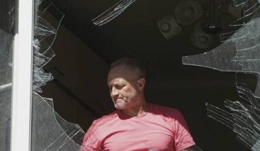 Photos show the damage after the latest missile and drone strike targeting Kyiv