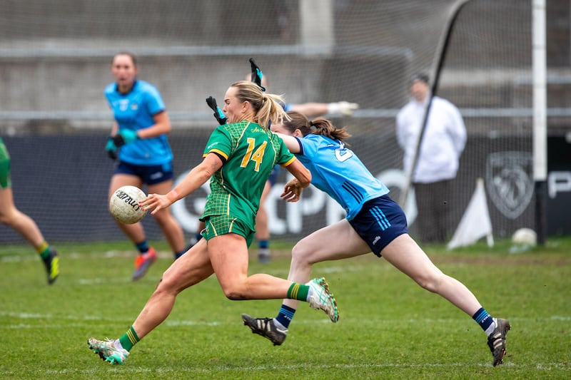 Meath's Vikki Wall scores a point during the NFL Division 1 game against Dublin at Parnell Park in March. Photograph: Paul Barrett/Inpho