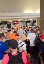 Passengers queuing at Sofia Airport