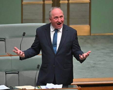 Nationals member for New England Barnaby Joyce presents his Repeal Net Zero Bill 2025 in the House of Representatives at Parliament House in Canberra.