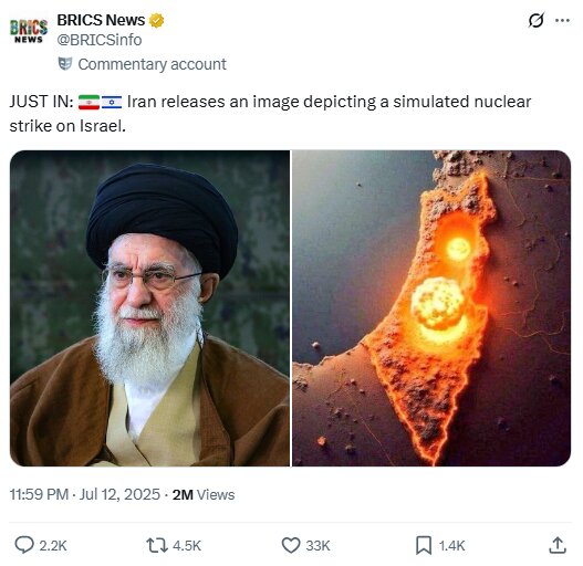 Iran did not release simulated nuclear strike image on Israel