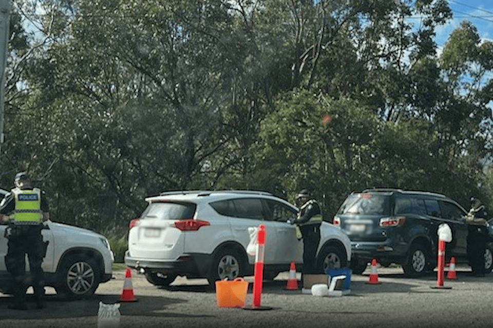 Queensland Police conducting random RBT and RDTs in Brisbane.