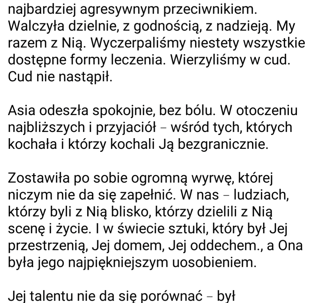 Joanna Kołaczkowska nie żyje
