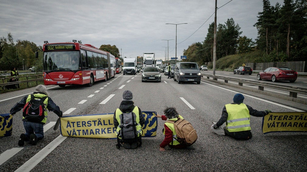 20 oktober 2022 blockerade aktivisterna motorvägen i Solna.