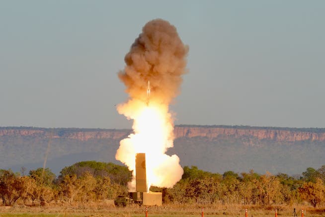 Mit dieser Abschussrampe will Deutschland künftig Russland abschrecken: ein Typhon-Werfer bei einem Test in Australien am 16. Juli.