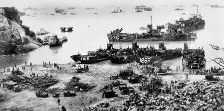 Segunda Guerra Mundial. Frente del Pacífico. Los estadounidenses en Okinawa. 13 de abril de 1945. /