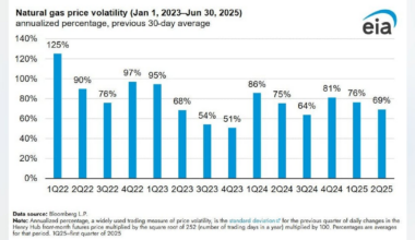 First-half 2025 natural gas price volatility down in US