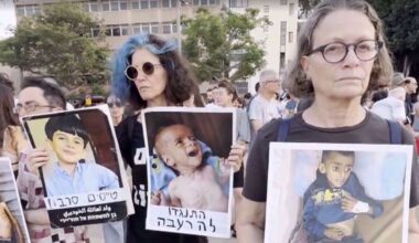 Carrying photos of starving kids, thousands rally in Tel Aviv, Haifa to demand end to Gaza war