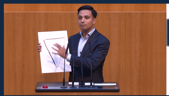 Was zeigt NEOS-Klubobmann Shetty hier? (wrong answers only)