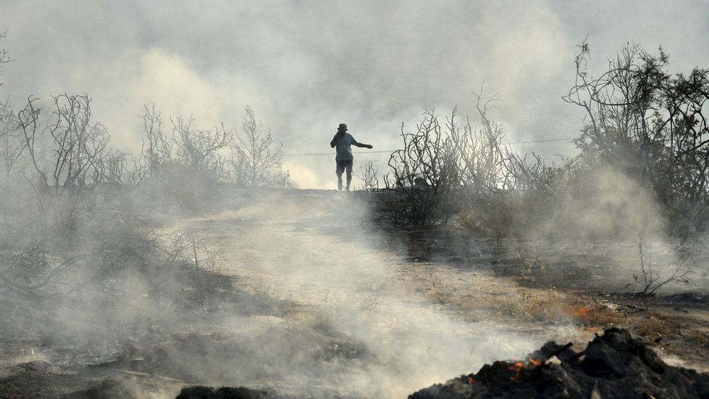 Burned houses are seen in Souni village, Cyprus, on 24 July, 2025.
