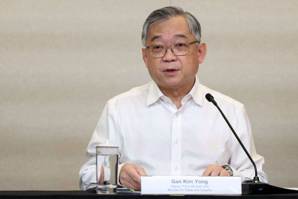Singapore’s Deputy Prime Minister and Minister of Trade and Industry Gan Kim Yong said the economy likely held up well in the first half of 2025 as businesses took advantage of the pause in tariffs to front-load exports to the US. Photo: Reuters Singapore’s Deputy Prime Minister and Minister of Trade and Industry Gan Kim Yong said the economy likely held up well in the first half of 2025 as businesses took advantage of the pause in tariffs to front-load exports to the US. Photo: Reuters