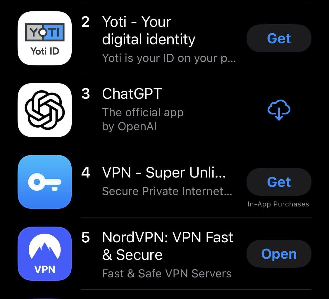VPN apps become most downloaded on the UK App Store apps in UK instantly after Online Safety act comes in