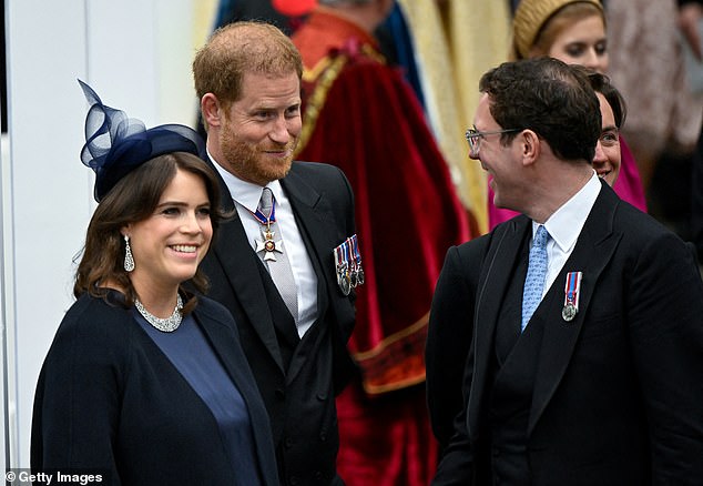 At King Charles's Coronation in May 2023, the cousins were also spotted chatting up a storm, with the Duke appearing to share a joke with Eugenie's husband as they stood outside Westminster Abbey