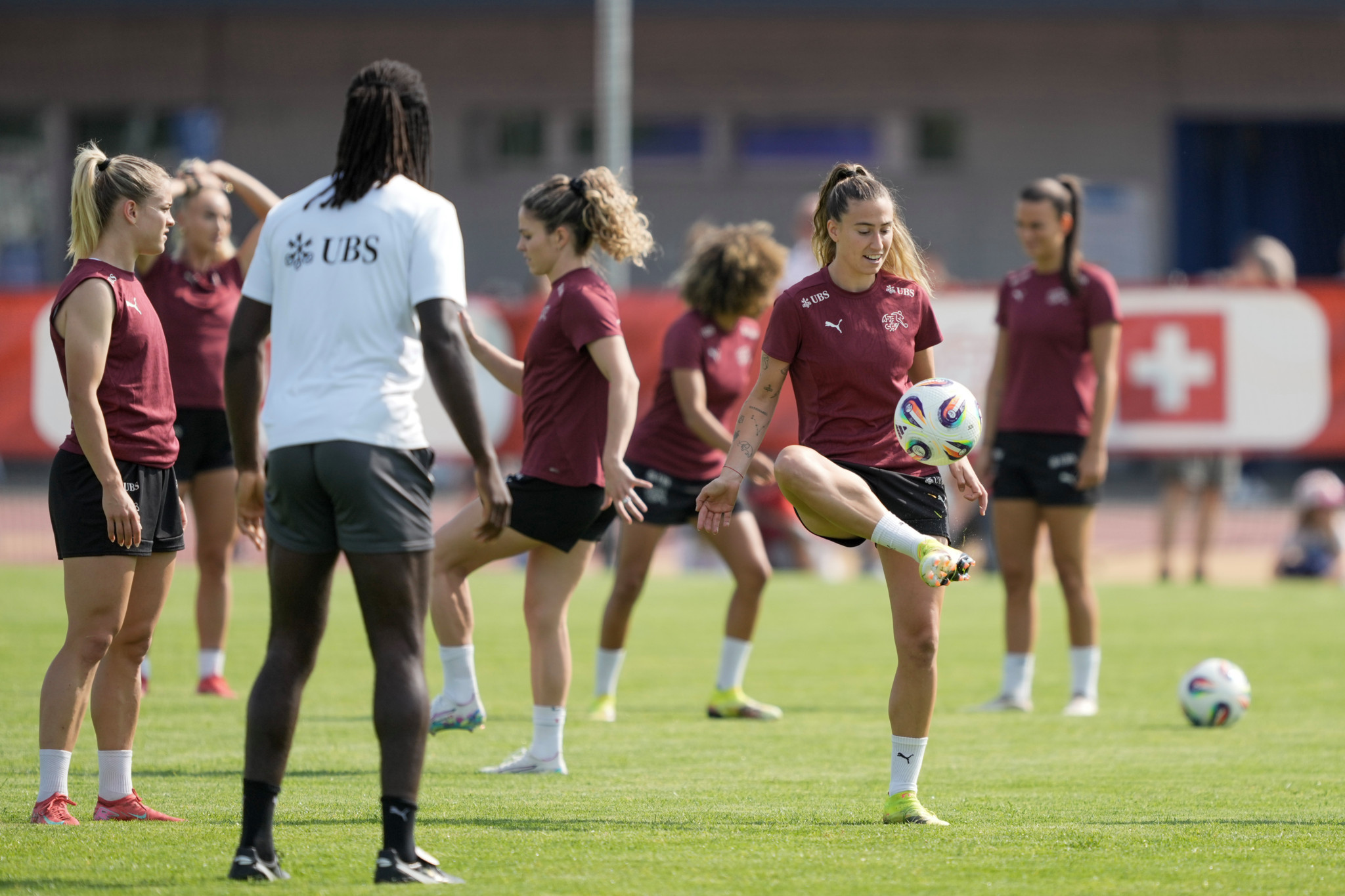 Laia Balleste von der Schweizer Frauen-Nationalmannschaft trainiert bei der Vorbereitung zur Women’s Euro 2025 in Nottwil. Laia Balleste von der Schweizer Frauen-Nationalmannschaft trainiert bei der Vorbereitung zur Women’s Euro 2025 in Nottwil.