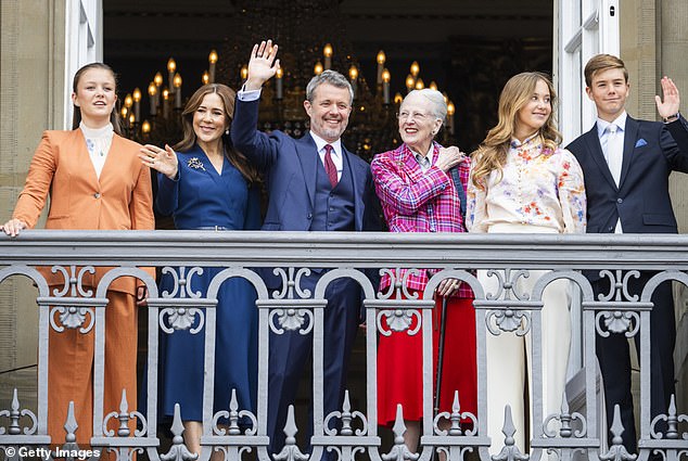 King Frederik and Queen Mary are now a year into their reign. They inherited the decision by former Queen Margrethe to slim down the Danish royal court, a move that caused much upset. The royal couple's own children (from L-R) Princess Isabella, Princess Josephine and Prince Vincent along with Crown Prince Christian (not pictured) retained their titles