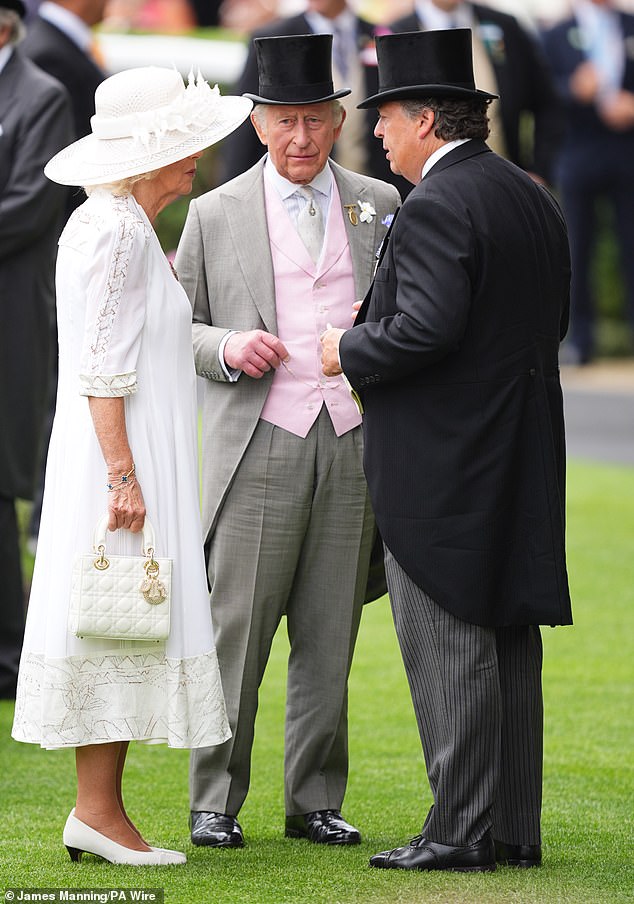 King Charles (centre) and Queen Camilla on day four of Royal Ascot
