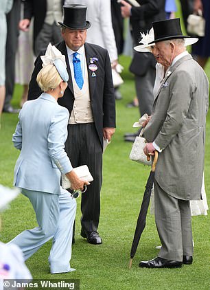 Zara curtsied to the King and Queen while greeting them at the prestigious five-day event