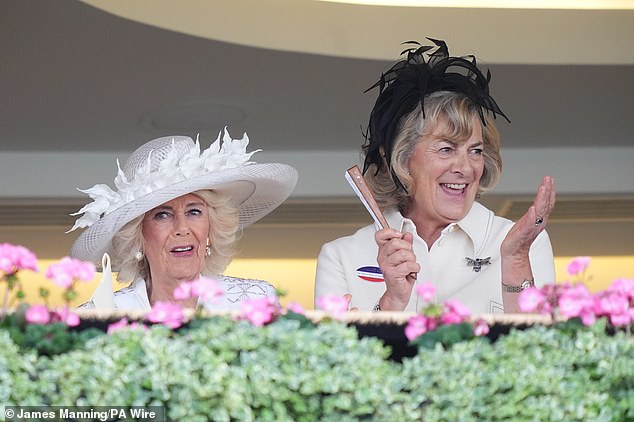 Queen Camilla (left) and Fiona Mary Petty-Fitzmaurice, Marchioness of Lansdowne, on day four of Royal Ascot