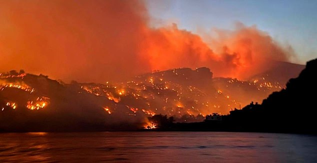 Authorities said evacuations were ordered at three sites outside the port of Ierapetra on the island's south coast as the inferno raged out of control overnight Wednesday into Thursday