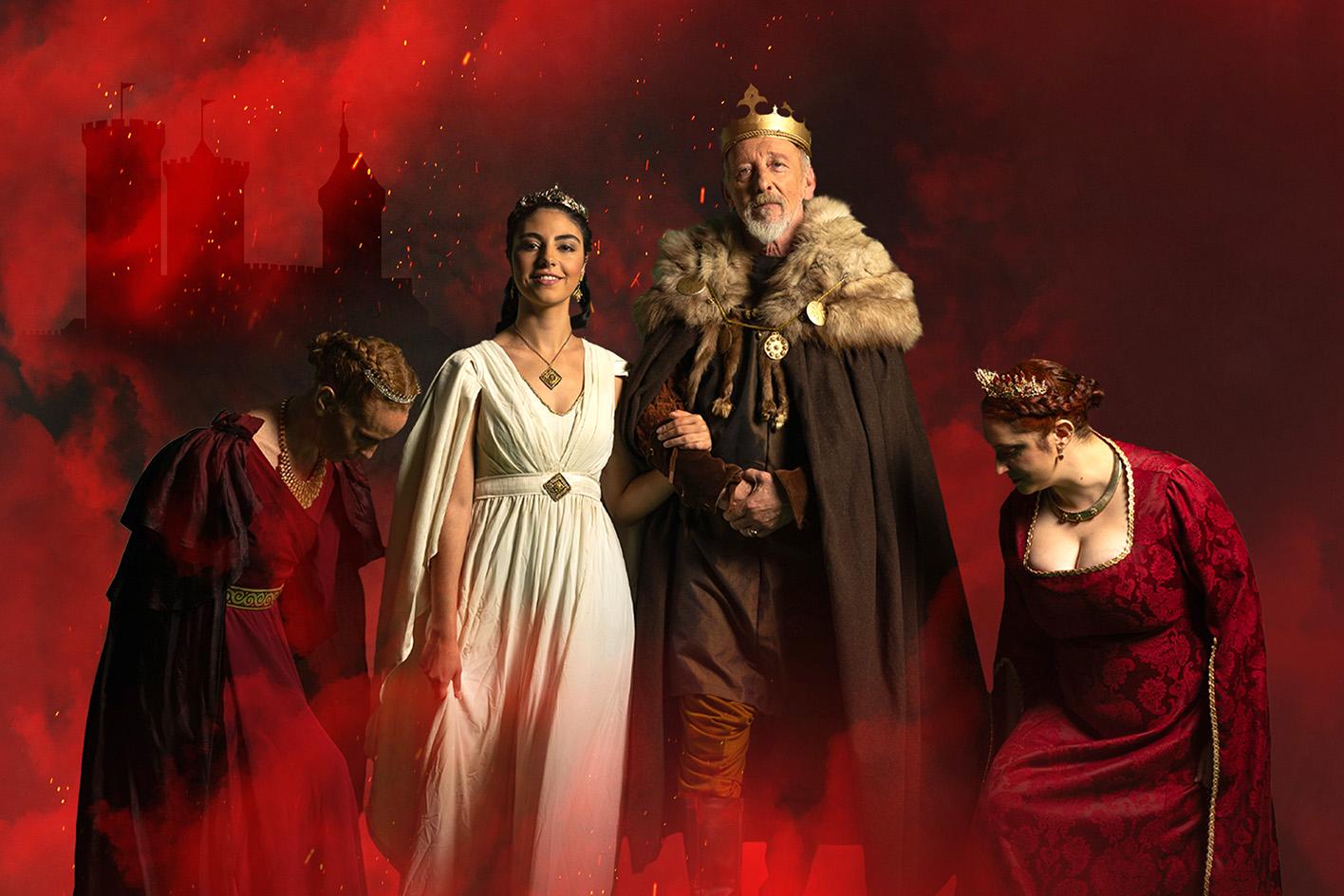 <em>King Lear</em> cast members Faye Paris, Melissa Mercieca, Stephen Oliver and Daniela Carabott Pawley. Photo: Justin Mamo