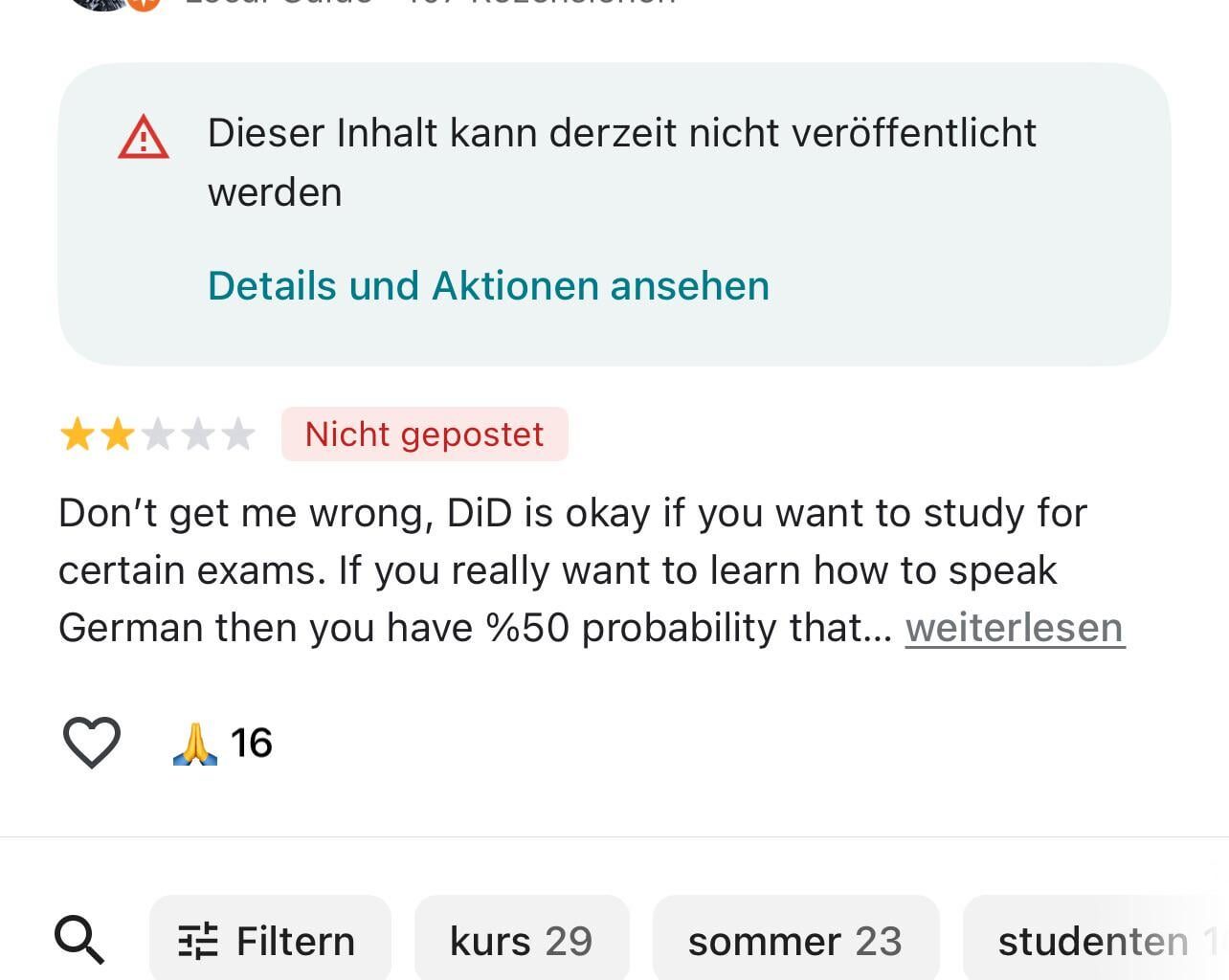Be careful relying on Google maps reviews in Germany