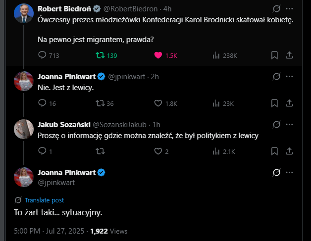 "dziennikarka" kanału zero i jej "żart"