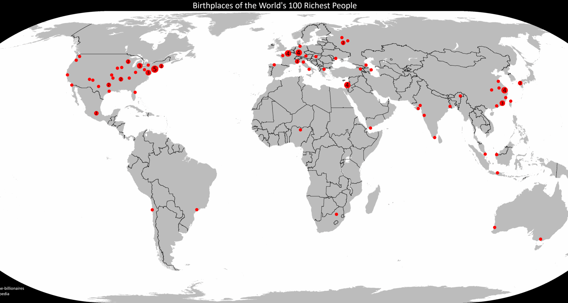 Birthplaces of the World's 100 Richest People [OC]