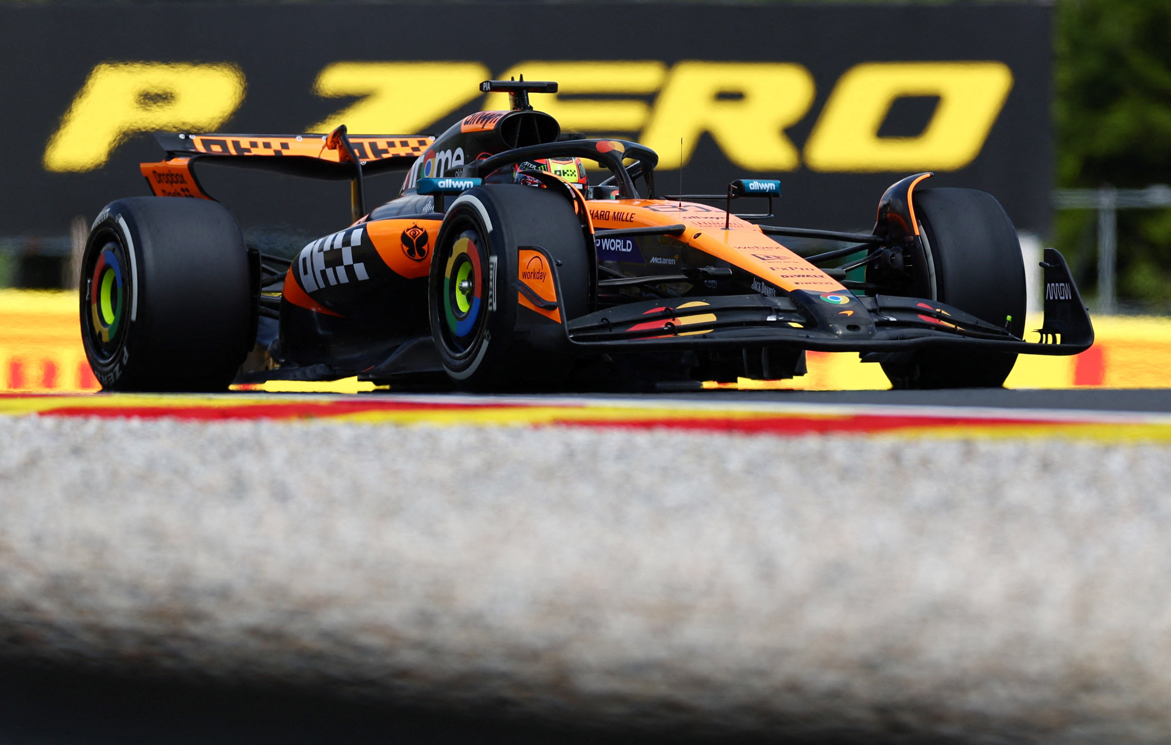Oscar Piastri in action at Spa during practice