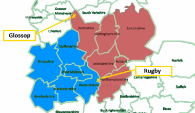 The westernmost place in the East Midlands is further west than the easternmost place in the West Midlands.