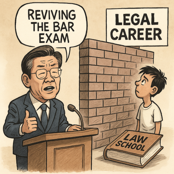President Lee Opens Door to Revisiting Bar Exam in South Korea, Reviving Debate Over Legal Education Reform (Image supported by ChatGPT)