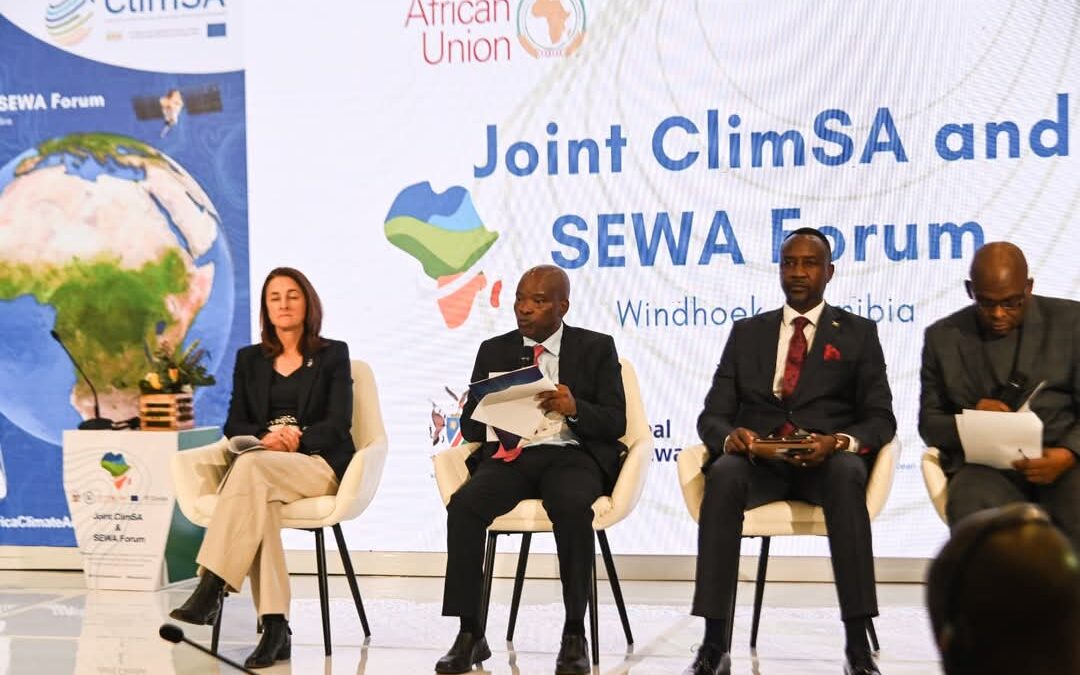 Speakers at the Joint Forum on Intra-ACP Climate Services and Related Applications Programme (ClimSA) and Space for Early Warning in Africa (SEWA), held in Windhoek, Namibia, June 23–28, 2025.