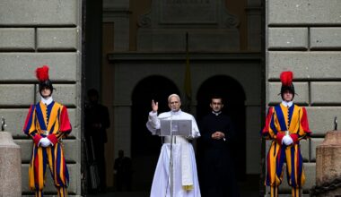 Pope Leo XIV delivering the Angelus prayer in Castel Gandolfo.