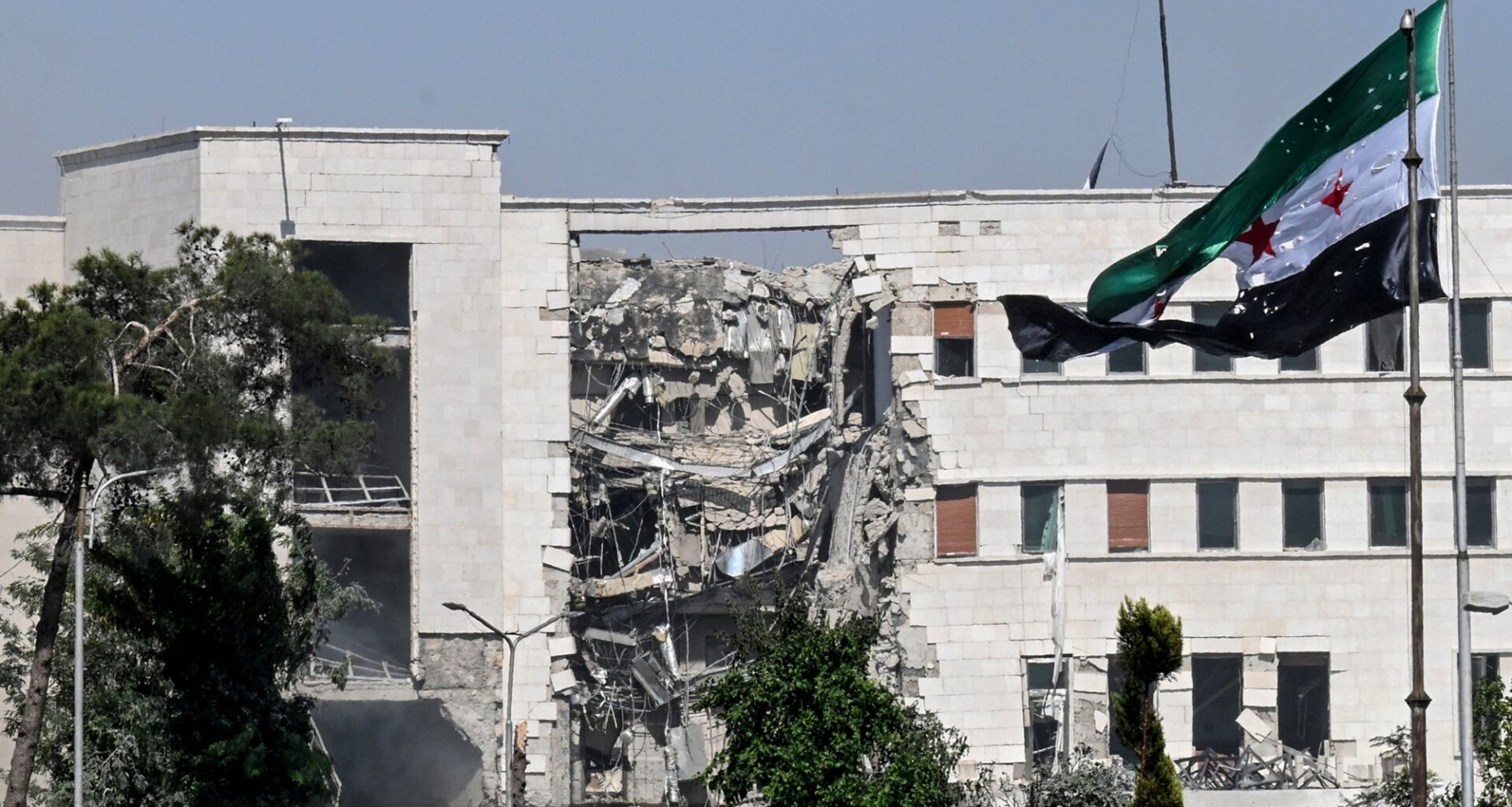 A view of the damage following Israeli strikes on the Syrian army and defence ministry headquarters in Damascus