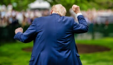 President Donald Trump departs the White House Easter Egg Roll on the South Lawn, Monday, April 21, 2025. (Official White House Photo by Daniel Torok)