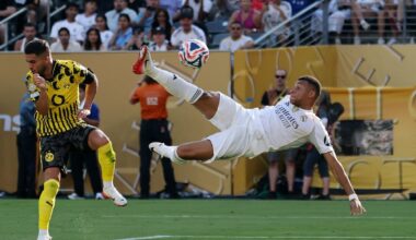 Kylian Mbappé marca el tercer gol del Madrid este sábado.
