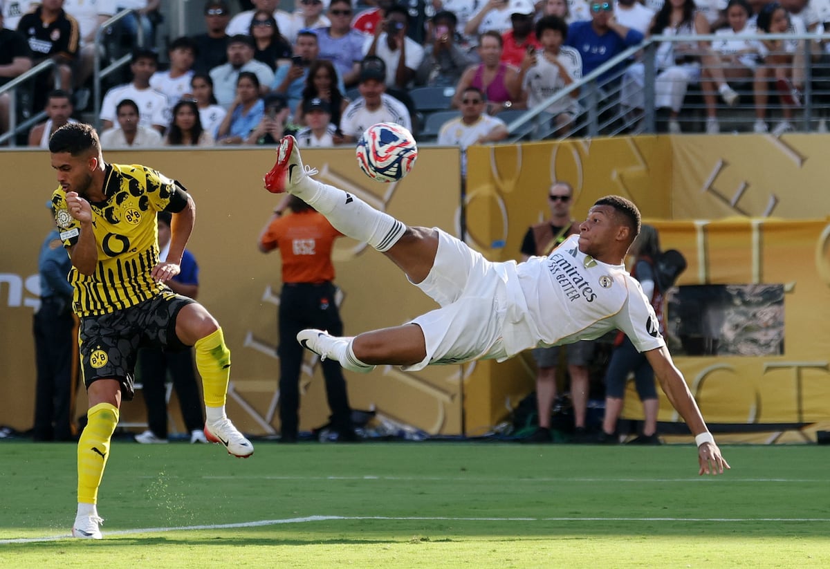 Kylian Mbappé marca el tercer gol del Madrid este sábado.