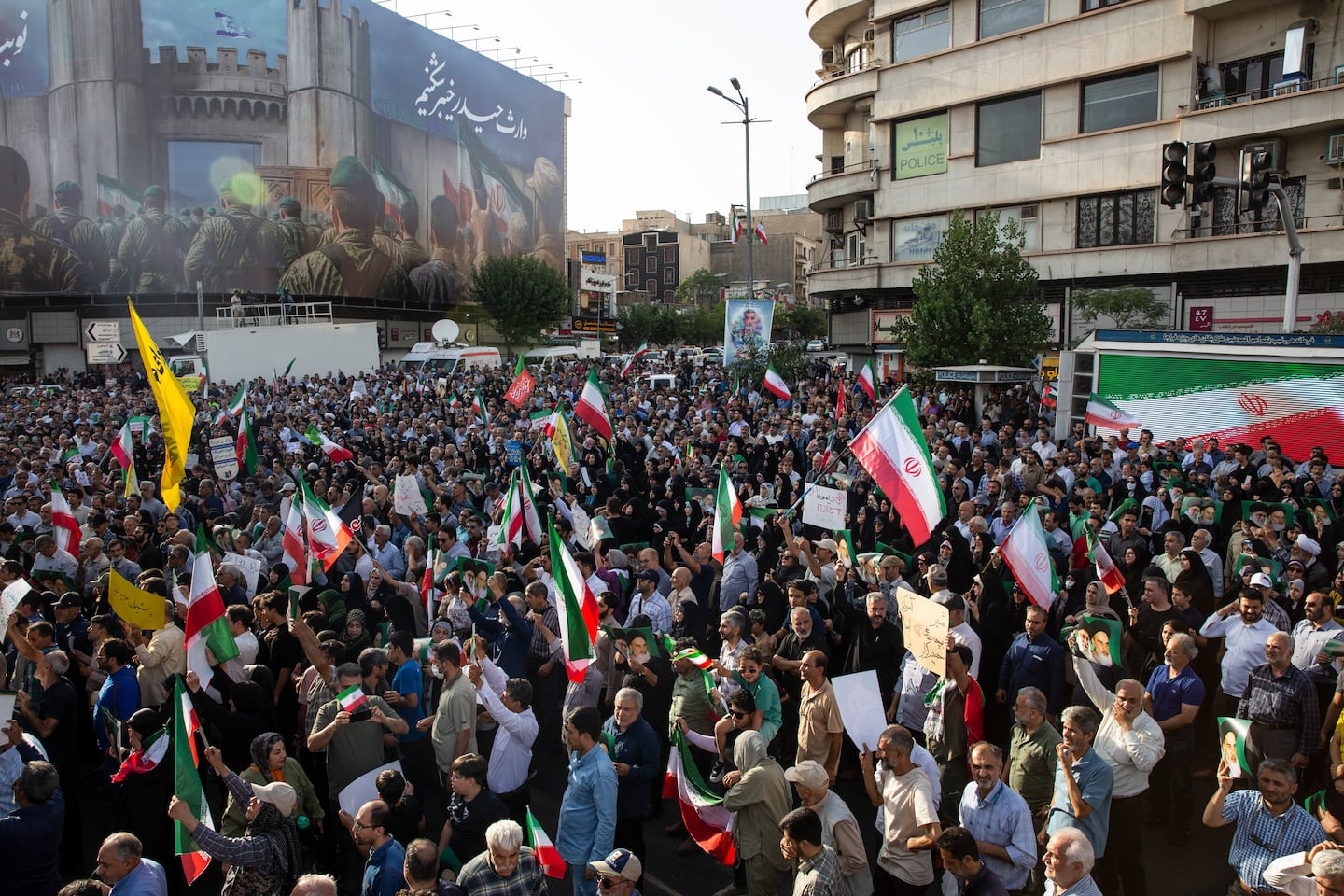 A protest in Tehran on June 22 following US attacks on Iranian nuclear sites. Authorities have detained hundreds of people suspected to be spies, but human rights activists say the arrests are part of a broader campaign to quash political dissent.