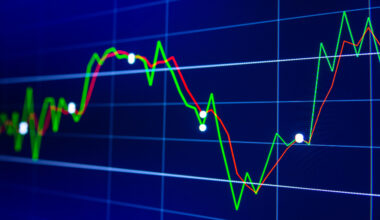 Trend lines on a blue screen.