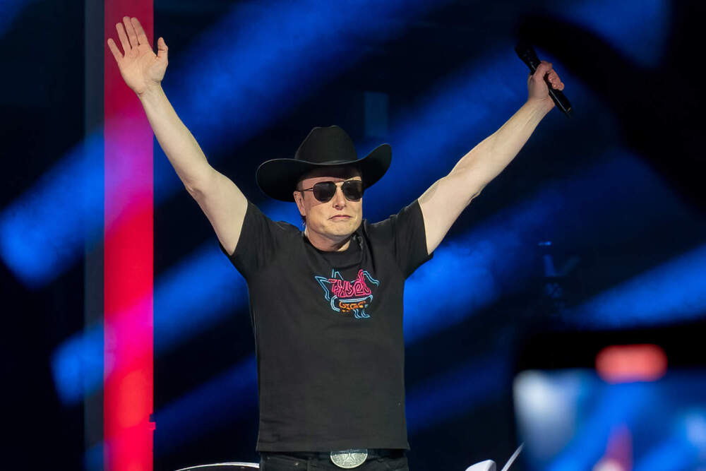 Elon Musk speaks at the Tesla Giga Texas manufacturing &quot;Cyber Rodeo&quot; grand opening party in Austin, Texas, on April 7, 2022. (Suzanne Cordeiro/AFP via Getty Images)