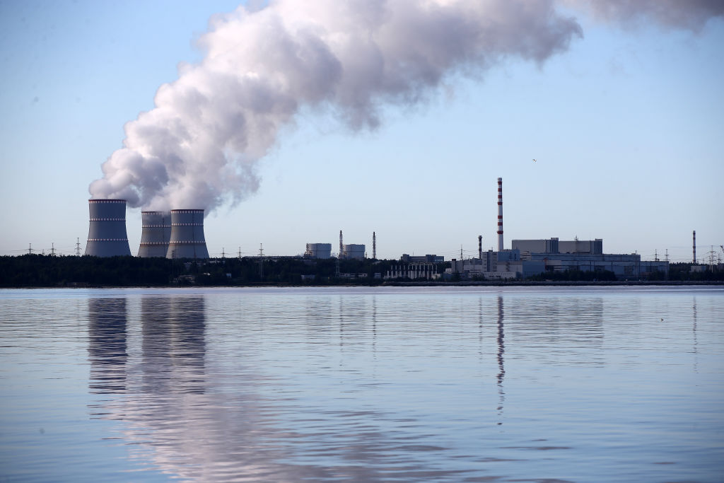 Smoke rises from the Leningrad Nuclear Power Plant, most powerful nuclear power plant in Russia (Sezgin Pancar/Anadolu Agency via Getty Images)