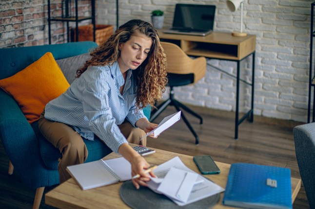 Woman doing financial planning at her home