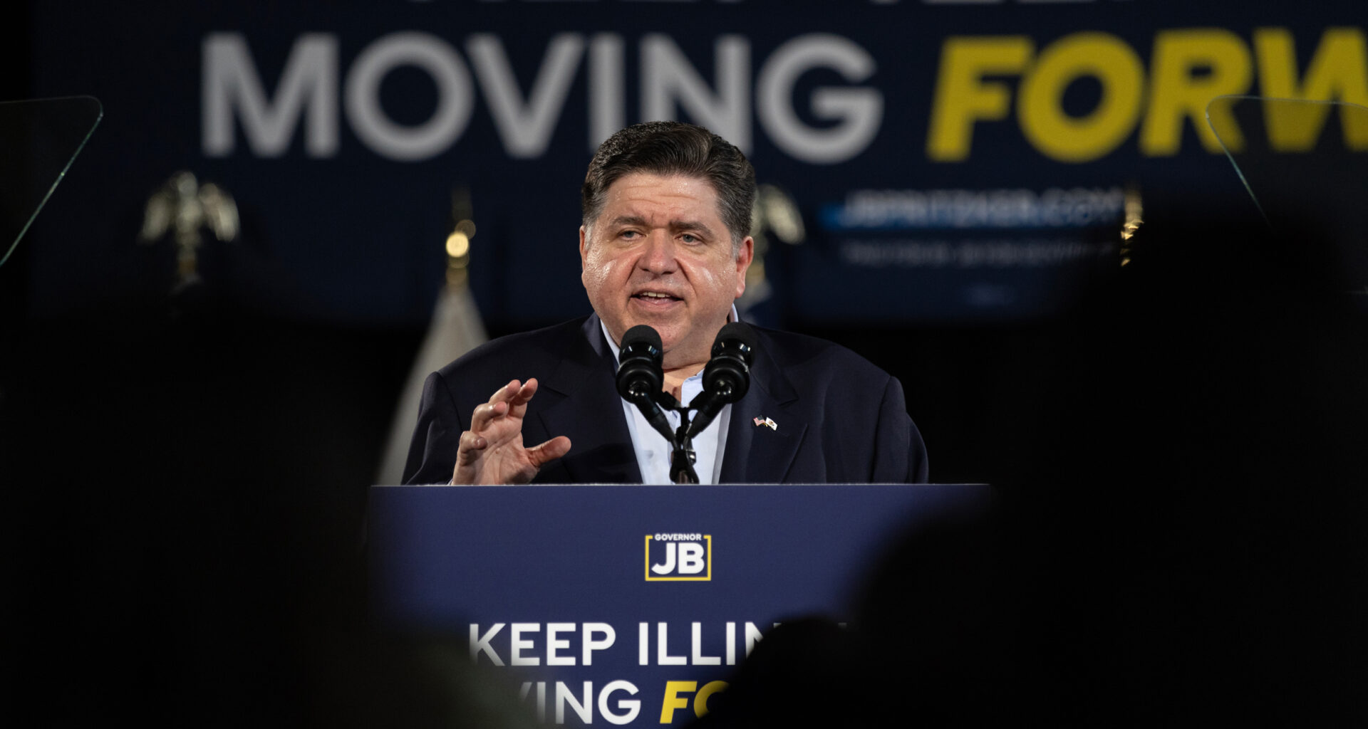 Illinois Gov. JB Pritzker announces his campaign for a third term during a rally on June 26 in Chicago. Credit: Scott Olson/Getty Images