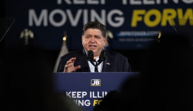 Illinois Gov. JB Pritzker announces his campaign for a third term during a rally on June 26 in Chicago. Credit: Scott Olson/Getty Images
