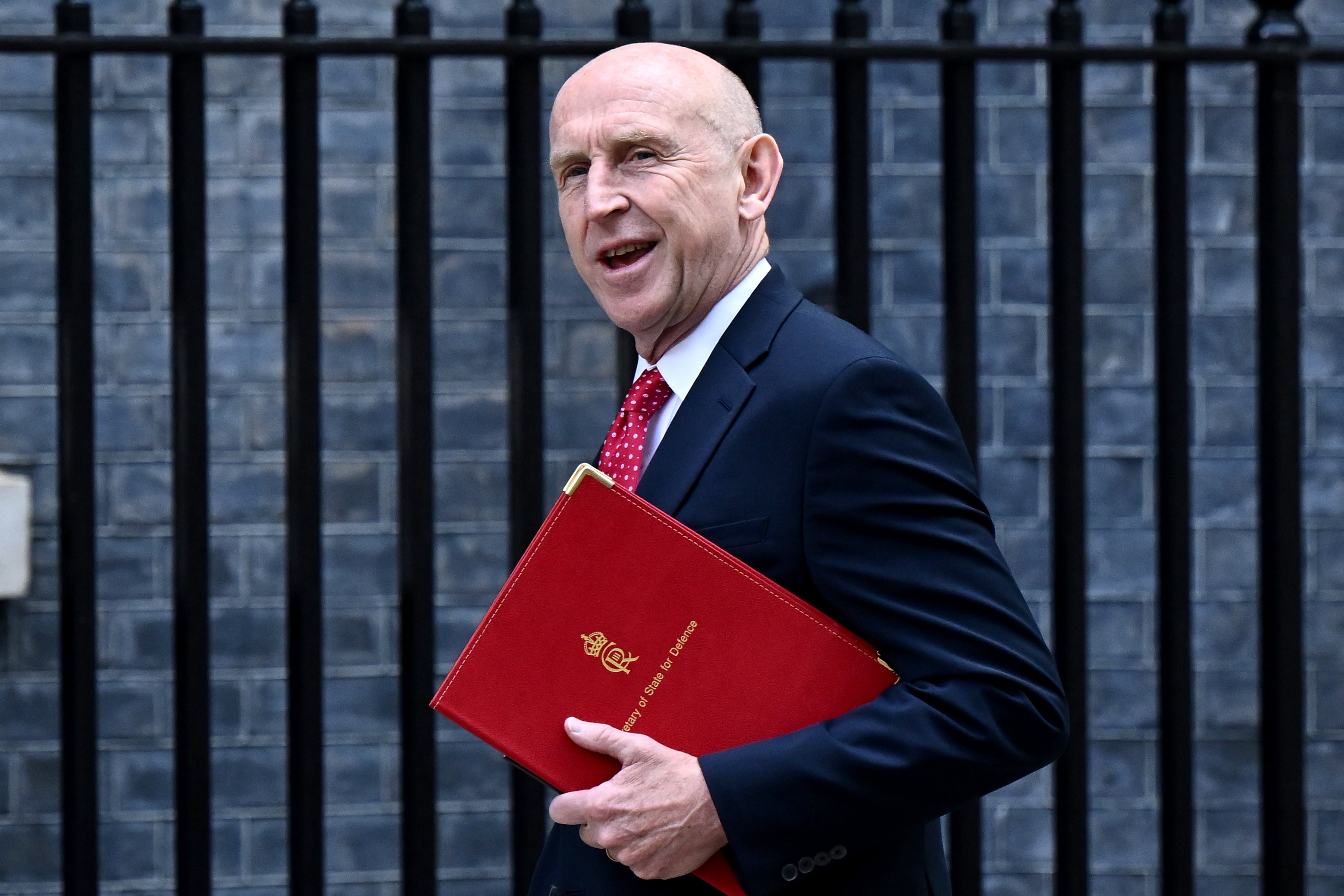 Secretary of state for defence, John Healey, arrives for a weekly cabinet meeting at 10 Downing Street on 15 July 2025 in London, England