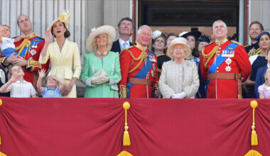 The Royal Family stand on the Buckingham Palace balcony