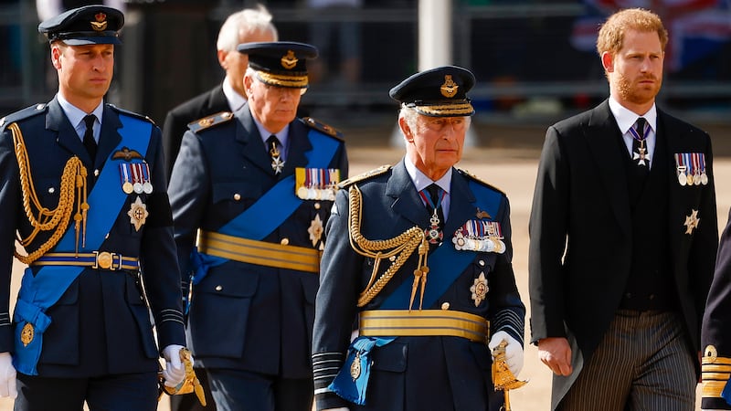 Prince William, Prince of Wales, King Charles III, Prince Harry, Duke of Sussex and Anne, Princess Royal