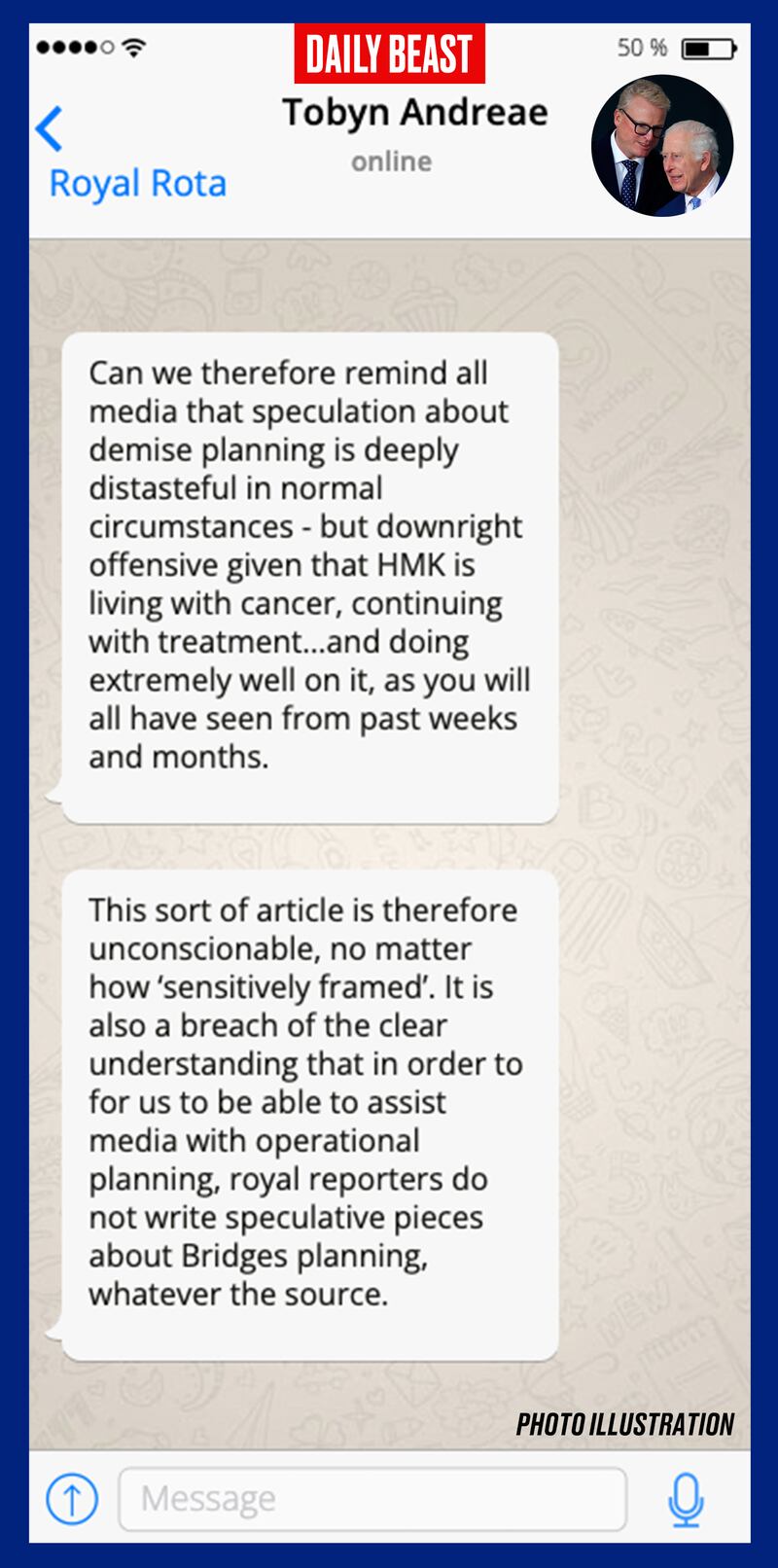 Tobyn Andreae whats app messages illustration